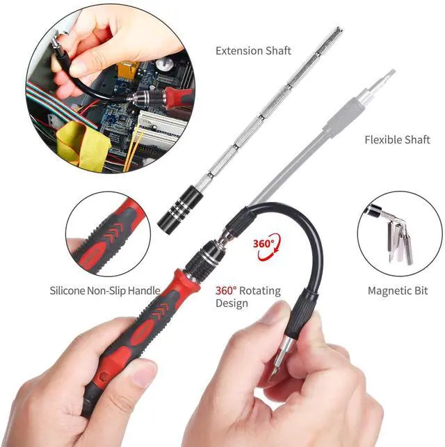 Alt view image 3 of 7 - Precision Screwdriver Set, SHOWPIN 122 in 1 Computer Screwdriver Kit, Laptop Screwdriver Sets with 101 Magnetic Drill Bits, Electronics Tool Kit Compatible for Computer, Tablet, PC, iPhone, PS4 Repair