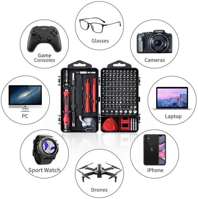 Alt view image 7 of 7 - Precision Screwdriver Set, SHOWPIN 122 in 1 Computer Screwdriver Kit, Laptop Screwdriver Sets with 101 Magnetic Drill Bits, Electronics Tool Kit Compatible for Computer, Tablet, PC, iPhone, PS4 Repair