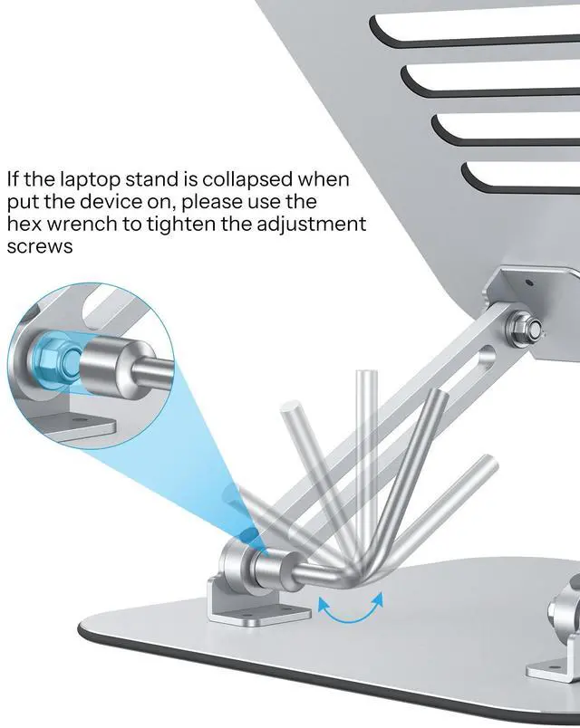 Alt view image 4 of 7 - Laptop Stand for Desk, Ergonomic Metal Adjustable Laptop Stand, Laptop Holder Riser with Cooling Function, Computer Stand Compatible with MacBook and All Laptops (10-17.2 inch), Silver