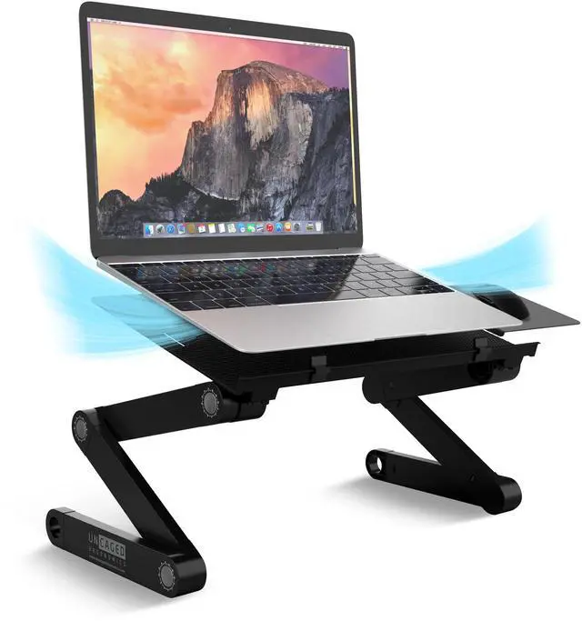 Main image of Adjustable Laptop Stand for Desk, Portable Laptop Stand Adjustable Height, Foldable Cooling Computer Holder Riser for Desk, Black