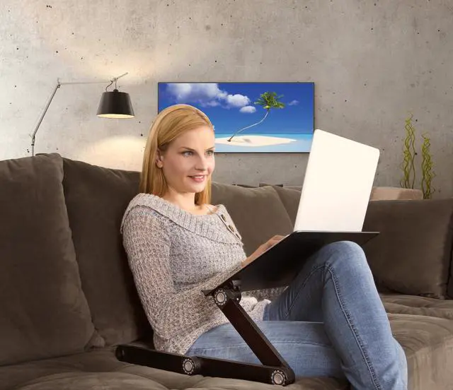 Alt view image 7 of 7 - Adjustable Laptop Stand for Desk, Portable Laptop Stand Adjustable Height, Foldable Cooling Computer Holder Riser for Desk, Black