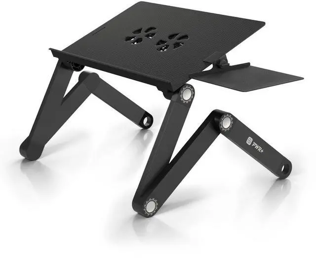 Main image of Laptop Table Stand Adjustable Riser: Portable with Mouse Pad Fully Ergonomic Mount Ultrabook MacBook Gaming Notebook Light Weight Aluminum Black Bed Tray Desk Book Fans Up to 17 inch