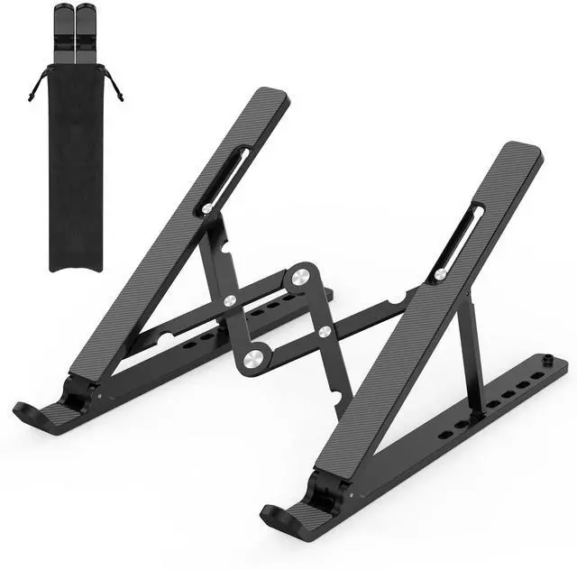 Main image of Adjustable Laptop Stand, Portable Laptop Riser for Desk, ABS+Silicone Foldable Ventilated Cooling Notebook Holder Stand for 10-15.6 Laptops,Tablets