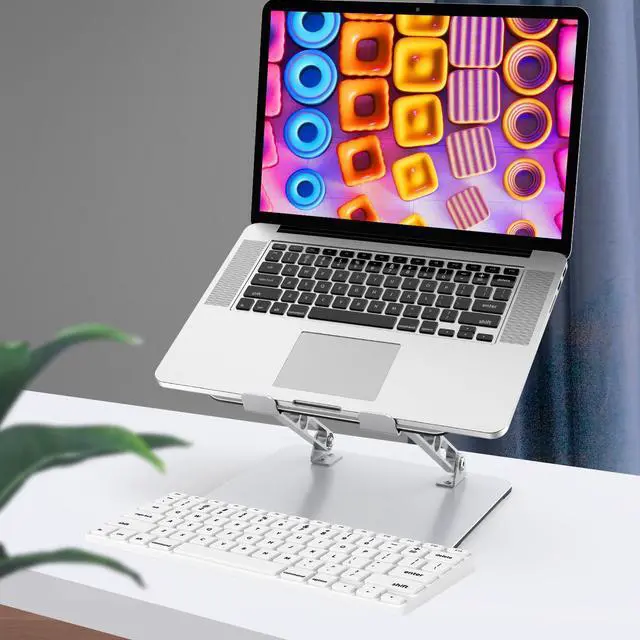 Alt view image 7 of 7 - Laptop Stand for Desk, Adjustable Laptop Riser, Metal Foldable Computer Stand Holder Portable Notebook Mount, Ventilated Cooling Printer Stand Compatible with 10-15.6 Laptops