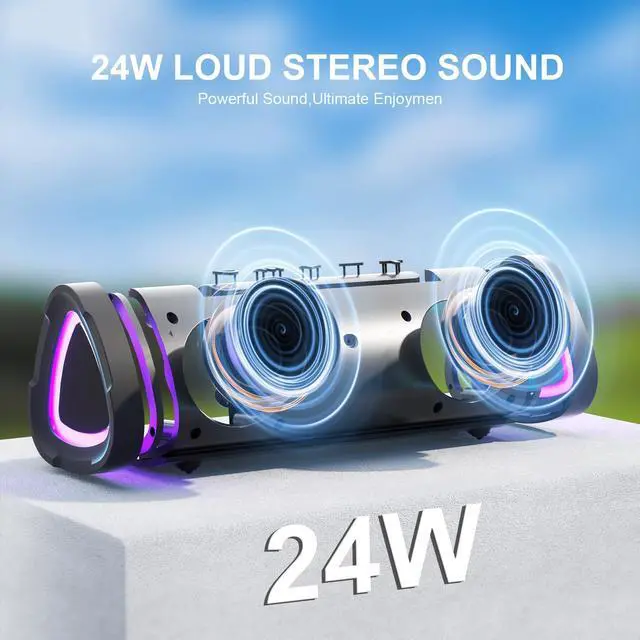 Alt view image 4 of 6 - Bluetooth Speakers, V40 Wireless Portable Speaker V5.0 with 24W Loud Stereo Sound, 24H Playtime, TWS and IPX7 Waterproof, Suitable for Travel,Home & Outdoors, Great Choice for Gift