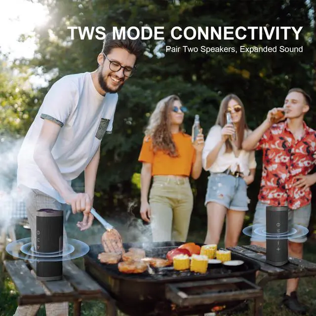 Alt view image 5 of 6 - Bluetooth Speakers, V40 Wireless Portable Speaker V5.0 with 24W Loud Stereo Sound, 24H Playtime, TWS and IPX7 Waterproof, Suitable for Travel,Home & Outdoors, Great Choice for Gift