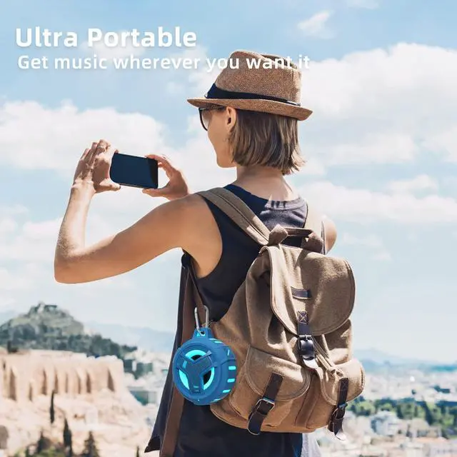 Alt view image 4 of 7 - EBODA Shower Bluetooth Waterproof Speaker, IPX7 Floating Portable Wireless Small Speakers with Light, 24H Playtime for Beach, Pool, Kayak Accessories, Gifts for Men and women -Coral Blue