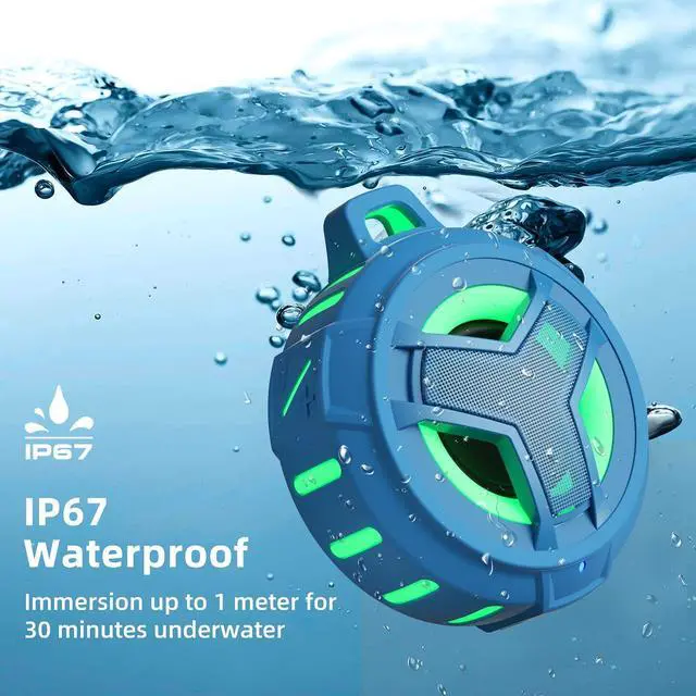 Alt view image 2 of 7 - EBODA Shower Bluetooth Waterproof Speaker, IPX7 Floating Portable Wireless Small Speakers with Light, 24H Playtime for Beach, Pool, Kayak Accessories, Gifts for Men and women -Coral Blue