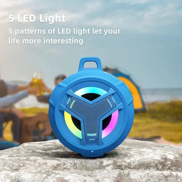 Alt view image 5 of 7 - EBODA Shower Bluetooth Waterproof Speaker, IPX7 Floating Portable Wireless Small Speakers with Light, 24H Playtime for Beach, Pool, Kayak Accessories, Gifts for Men and women -Coral Blue