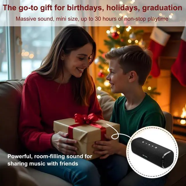 Alt view image 2 of 7 - 40W Portable Bluetooth Speaker, IPX7 Waterproof Wireless Outdoor Speaker, 25-Hour Playtime, Bass Boosted, LED Lights, TWS Pairing for Pool, Shower, Bike, Jam Session, Gifts (Black)