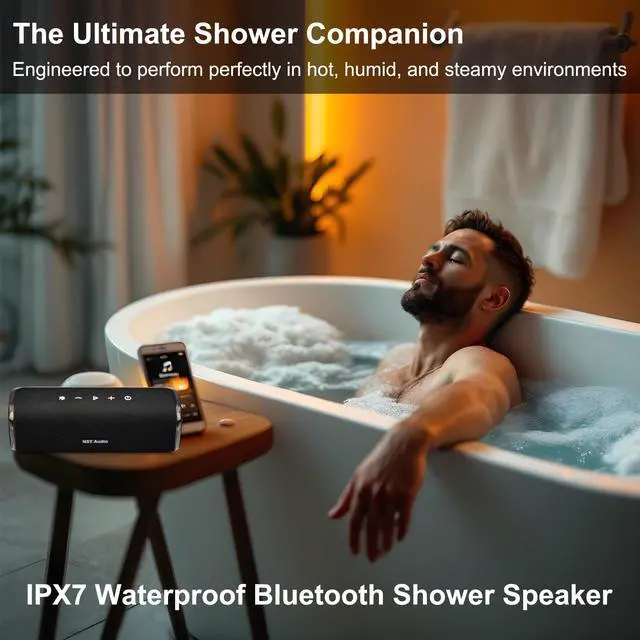Alt view image 5 of 7 - 40W Portable Bluetooth Speaker, IPX7 Waterproof Wireless Outdoor Speaker, 25-Hour Playtime, Bass Boosted, LED Lights, TWS Pairing for Pool, Shower, Bike, Jam Session, Gifts (Black)
