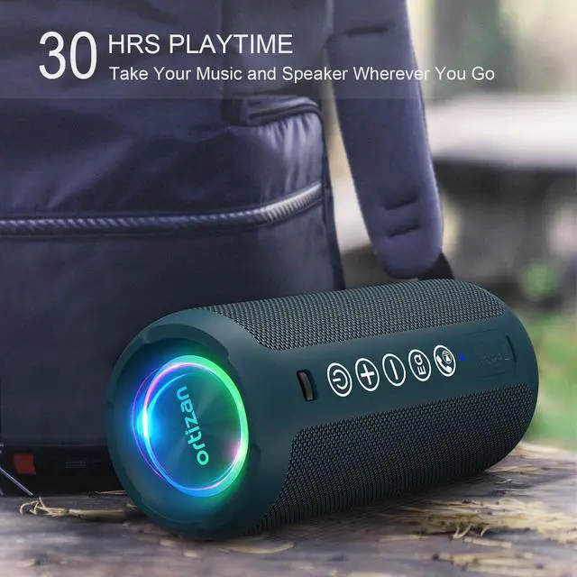 Alt view image 4 of 7 - Portable Bluetooth Speaker: IPX7 Waterproof, 24W Loud Sound, Deep Bass, Bluetooth 5.3, LED Lights, Wireless Stereo Pairing, 30H Playtime, for Home/Outdoor/Party/Beach, Birthday Gift (Blue)