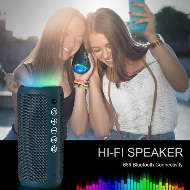 Alt view image 6 of 7 - Portable Bluetooth Speaker: IPX7 Waterproof, 24W Loud Sound, Deep Bass, Bluetooth 5.3, LED Lights, Wireless Stereo Pairing, 30H Playtime, for Home/Outdoor/Party/Beach, Birthday Gift (Blue)