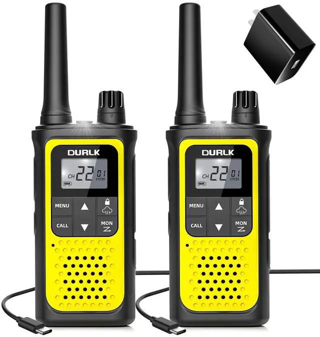 Main image of Walkie Talkies Long Range for Adults - 2 Pack Rechargeable Walkie Talkies Two Way Radios 22 FRS Channels, NOAA Weather Alerts, 1800mAh Li-ion Battery, LED Flashlight, VOX for Hiking Camping (Yellow)