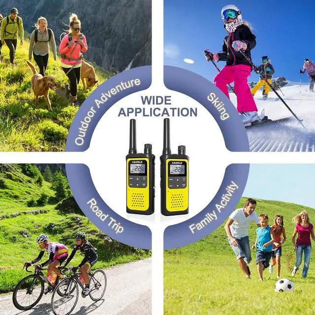 Alt view image 6 of 7 - Walkie Talkies Long Range for Adults - 2 Pack Rechargeable Walkie Talkies Two Way Radios 22 FRS Channels, NOAA Weather Alerts, 1800mAh Li-ion Battery, LED Flashlight, VOX for Hiking Camping (Yellow)