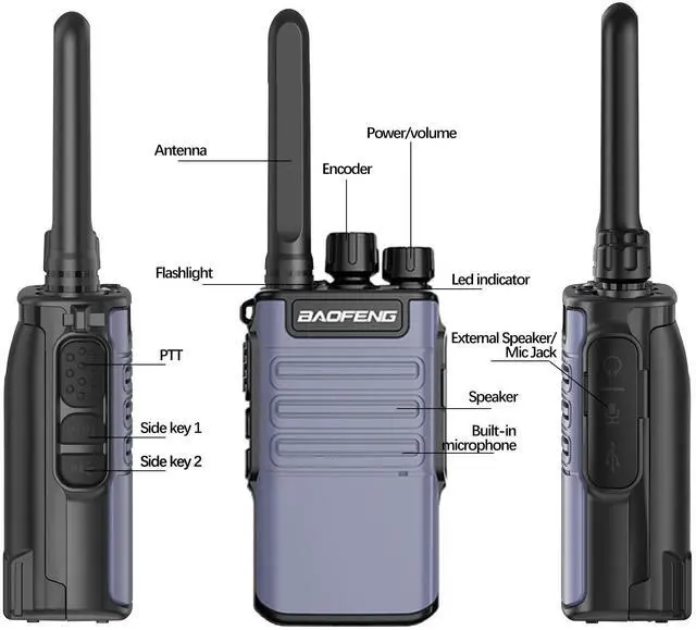 Alt view image 6 of 7 - Walkie Talkies Long Range for Adults,FRS Radios Rechargeable Long Range Walkie Talkie Baofeng BF-V8 Walky Talky Family Walkie-Talkie 1500mAh Battery Flashlight USB Charger for Hiking Camping (2 Pack)