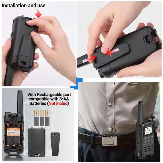 Alt view image 6 of 7 - Walkie Talkies Long Range Rechargeable Walkie Talkie for Adults, Baofeng F22 FRS Radio Walky Talky Family Walkie-Talkie with Flashlight 1400 mAh Battery USB Charger for Camping Trip 2Pack