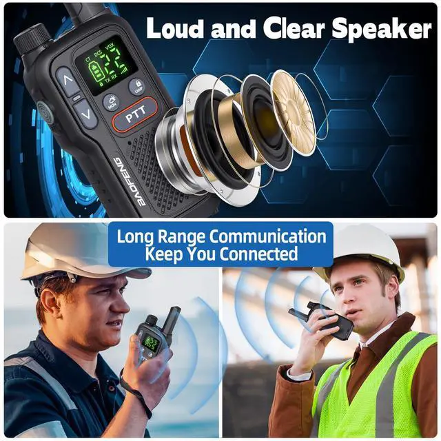 Alt view image 3 of 7 - Walkie Talkies Long Range for Adults, Rechargeable Walkie Talkie FRS Two Way Radio with 1500mAh Li-ion Battery USB-C Charger NOAA Weather Radio VOX Walky Talky for Hiking Cruises Camping (2Pack)