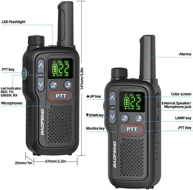 Alt view image 7 of 7 - Walkie Talkies Long Range for Adults, Rechargeable Walkie Talkie FRS Two Way Radio with 1500mAh Li-ion Battery USB-C Charger NOAA Weather Radio VOX Walky Talky for Hiking Cruises Camping (2Pack)