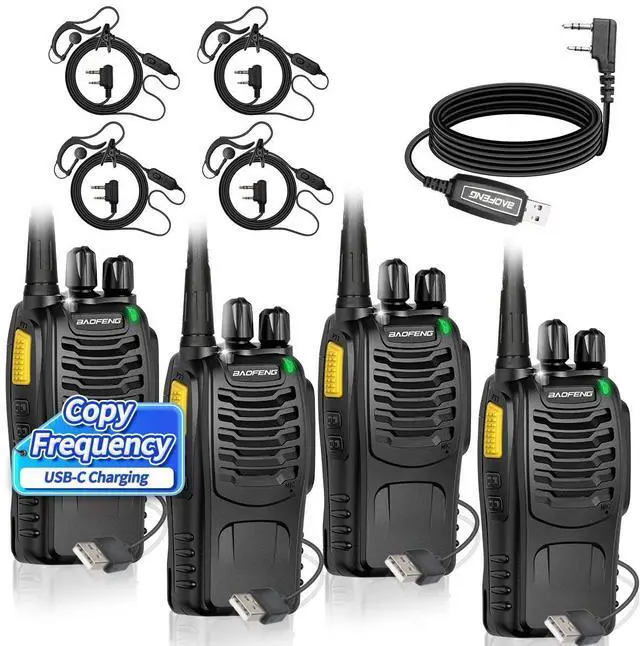 Main image of Walkie Talkies Long Range for Adults with Earpieces,Rechargeable Walkie Talkie Handheld Encrypted Two Way Radio Walky Talky with Flashlight VOX and USB-C Charger for Camping Hiking,4Pack