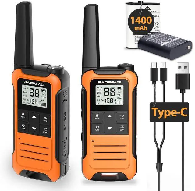 Main image of Walkie Talkies Long Range for Adults, Rechargeable Walkie Talkie Baofeng F22 FRS Radio Walky Talky Family Walkie-Talkie with 1400 mAh Battery USB Charger LED Flashlight VOX for Hiking Camping (2 Pack)