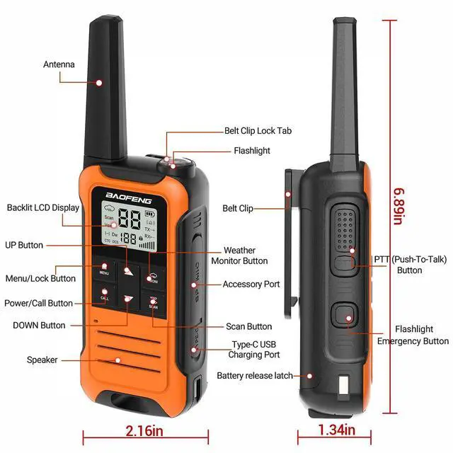 Alt view image 7 of 7 - Walkie Talkies Long Range for Adults, Rechargeable Walkie Talkie Baofeng F22 FRS Radio Walky Talky Family Walkie-Talkie with 1400 mAh Battery USB Charger LED Flashlight VOX for Hiking Camping (2 Pack)