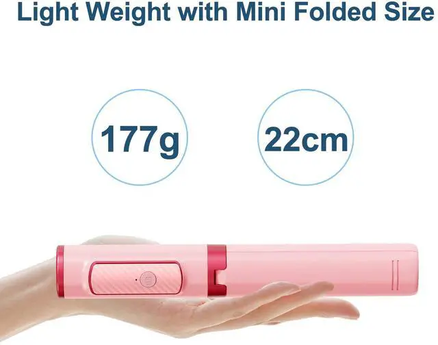 Alt view image 7 of 7 - Selfie Stick, Foldable Cellphone Tripod with Remote, Travel Tripod for iPhone Series Android, Video Recording - Pink
