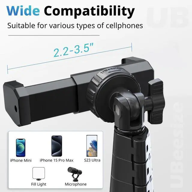 Alt view image 3 of 6 - 72" Phone Tripod & Selfie Stick, Camera Tripod Stand with Wireless Remote and Phone Holder,Compatible with iPhone Android, Perfect for Selfies/Video Recording/Live Streaming Black