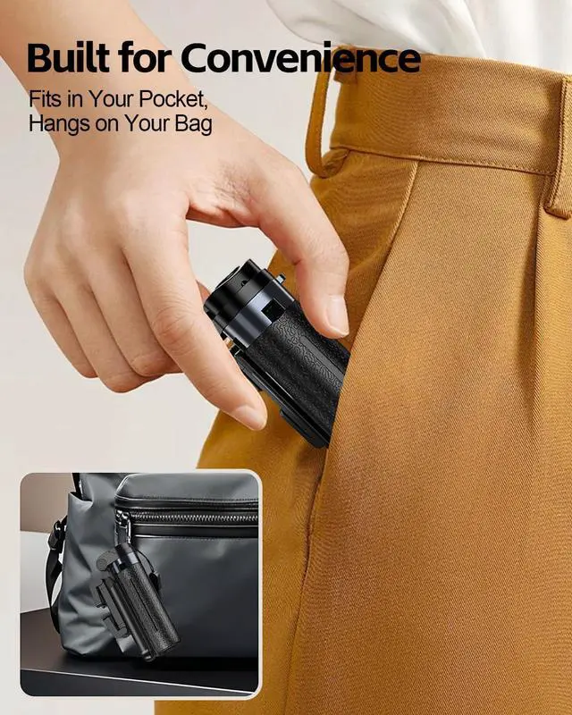 Alt view image 3 of 6 - Mini Selfie Stick Tripod with Rechargeable Remote Pocket-Size Travel Phone Stand w/Hook, 360° Rotating Holder, Lightweight Tripod for iPhone/Android, Vlogging, TikTok & Live Streaming