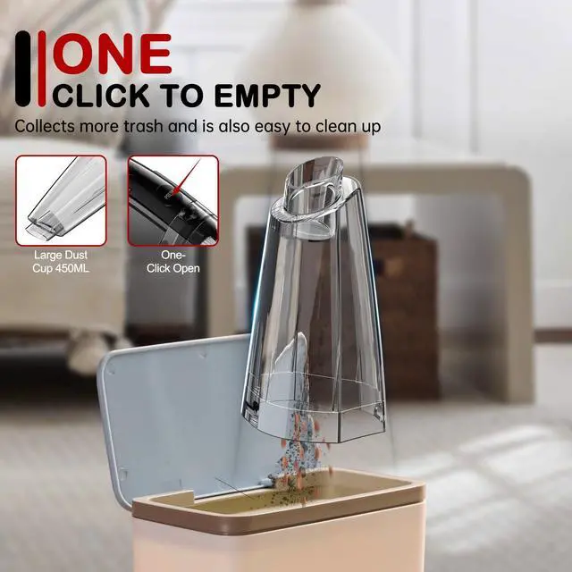 Alt view image 3 of 7 - Handheld Vacuum Cordless, Rechargeable 8000PA, Car Vacuum Portable Cordless, Hand Vacuum Rechargeable, 3 in 1, Lightweight, Hand Held Vacuum Cleaner for Car Home Office, Pet Hair