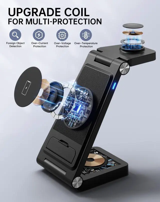 Alt view image 3 of 7 - 2025 Traveling Portable Wireless Fast Charger for Apple & Android Charging Station,3 in 1 Charging for iPhone 17 16 15 14 13 12, Apple Watch Series & Air pods 4 3 2 Pro,Samsung Galaxy-Gifts for Family