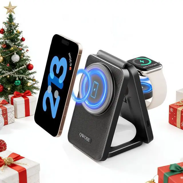 Main image of 2025 Traveling Wireless Fast Charging Station,Magnetic 3 in 1 Charger with Light for iPhone 17 16 15 14 13 12 Pro Max Plus,Apple Watch Series & Air pods 4 3 2 Pro-Gifts for Wife & Husband
