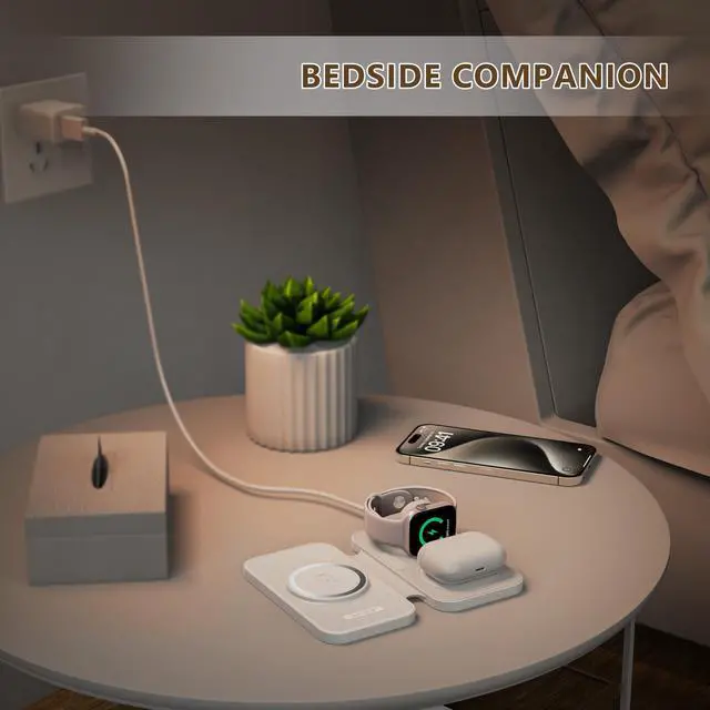 Alt view image 6 of 7 - 2025 Traveling Portable Wireless Mag-Safe Fast Charging Station,Magnetic 3 in 1 Charger for iPhone 17 16 15 14 13 12 Pro Max Plus,Apple Watch Series & Air pods 4 3 2 Pro-Gifts for Family