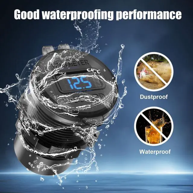 Alt view image 7 of 7 - 2 Pack 12V USB Outlet 3 Port Car Charger Socket, 78W Dual PD USB C 30W and Quick Charge3.0 Port Aluminum Charger Waterproof with Voltmeter and Button Switch for Boat Marine Motorcycle RV Truck, etc