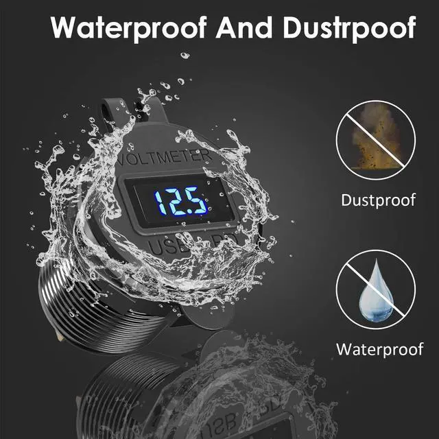 Alt view image 6 of 7 - PD 20W USB-C and 18W QC3.0 USB Port Aluminum 12V Charger Socket with Power Switch Voltmeter for Car, Boat, Marine, Bus, Truck, Golf Cart, RV, Motorcycle