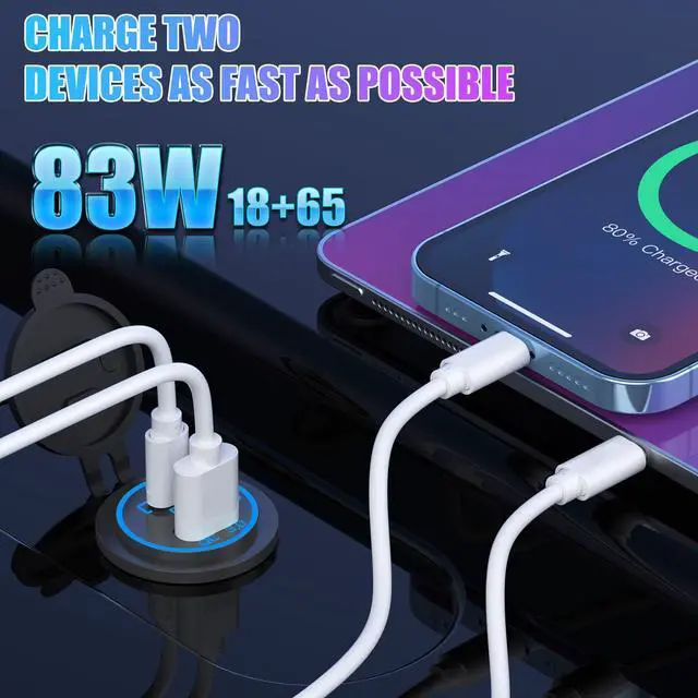 Alt view image 2 of 7 - Boostable 12V USB C Outlet 65W PD3.0 Port and 18W Quick Charge 3.0 Car USB Charger Socket for Laptops Tablets Phones, Waterproof 12V/24V Socket with Power Switch for Car Marine Boat Motorcycle RV