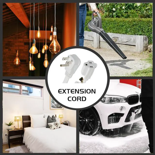 Alt view image 5 of 6 - Flat Plug Extension Cord, UL Listed, Indoor Extension Cord 16 Gauge 12FT White, 16/3 SPT-3 13A 3 Prong Grounded Power Cord for Home, Office