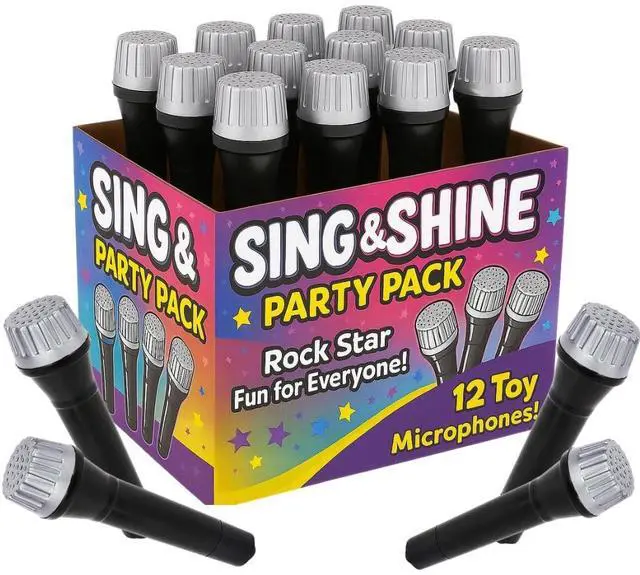 Main image of Toy Microphone Set for Kids 5.5 Inch - 12 Count - Pretend Play Plastic Mics for Karaoke Fun - Stage or Costume Prop - Birthday Party Favors, Goody Bag Fillers for Boys, Girls, Toddlers
