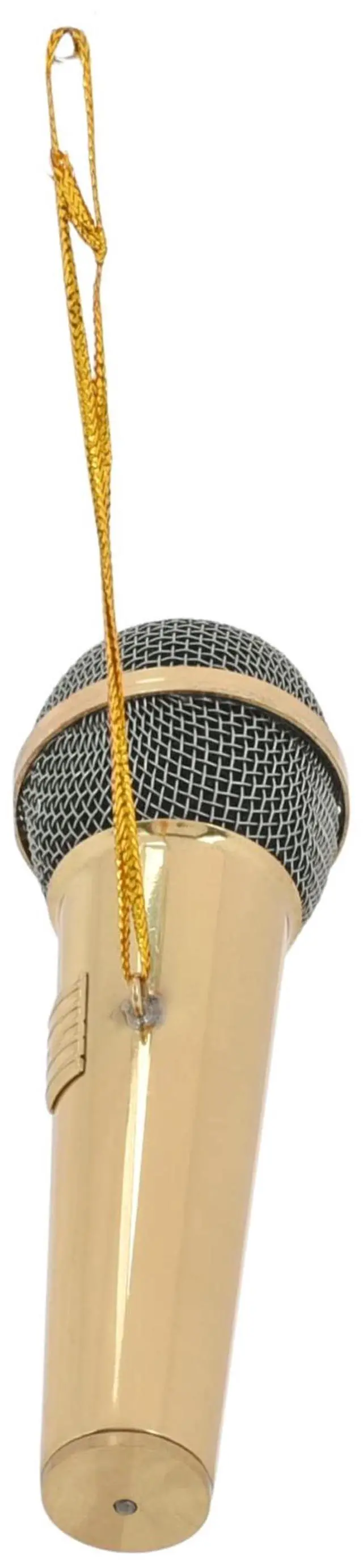 Alt view image 3 of 6 - Co Polished Gold Tone Microphone - 3" Brass Hanging Ornament - Microphone Ornament - Gifts for Musicians & Singers