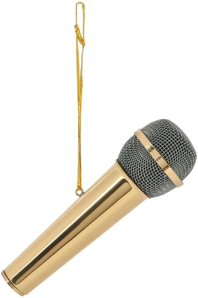 Alt view image 4 of 6 - Co Polished Gold Tone Microphone - 3" Brass Hanging Ornament - Microphone Ornament - Gifts for Musicians & Singers