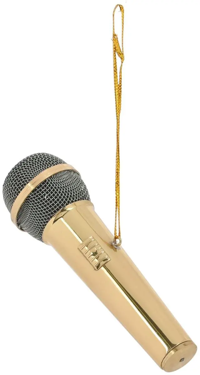 Alt view image 5 of 6 - Co Polished Gold Tone Microphone - 3" Brass Hanging Ornament - Microphone Ornament - Gifts for Musicians & Singers