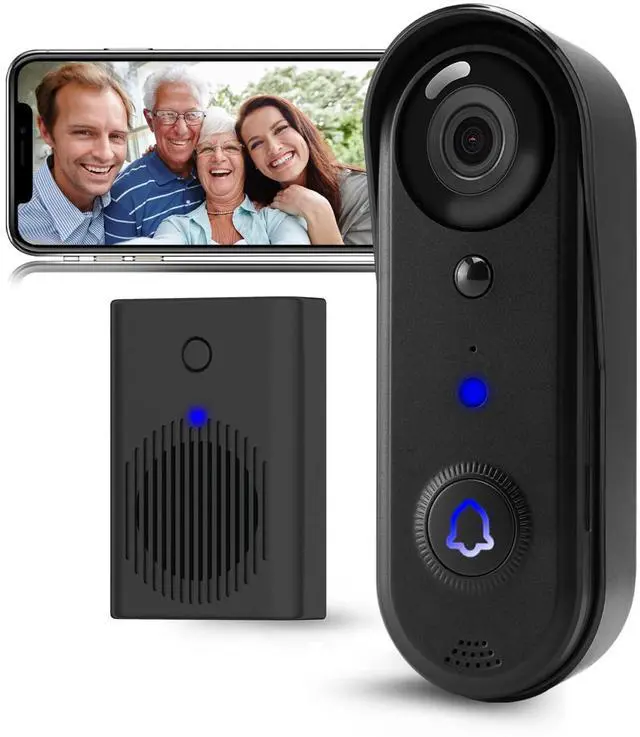 Main image of HD Video Doorbell Wireless, 2.4Ghz WiFi Doorbell Camera Indoor Chime,Two-Way Audio, IP66 Weather Resistance, IR Night Vision, AI Human Detection (1080P)