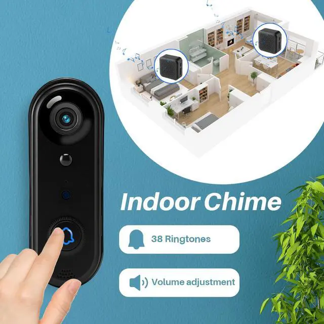 Alt view image 7 of 7 - HD Video Doorbell Wireless, 2.4Ghz WiFi Doorbell Camera Indoor Chime,Two-Way Audio, IP66 Weather Resistance, IR Night Vision, AI Human Detection (1080P)