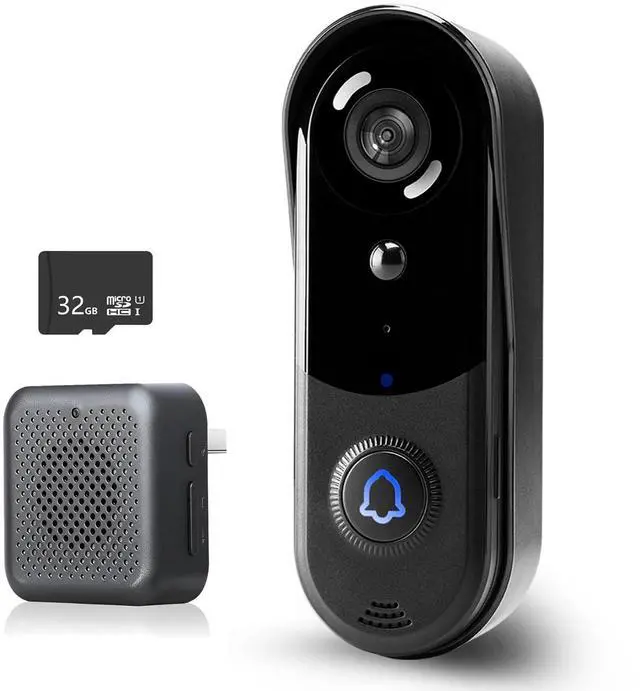 Main image of Doorbell Camera Wireless, Video Doorbell with Chime, 32GB SD Card/Cloud Storage,Night Vision, Motion Detection,2 Way Audio,2.4G WiFi, Real Time Alert (J1)