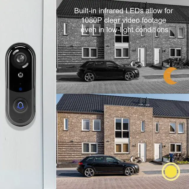 Alt view image 5 of 7 - Doorbell Camera Wireless, Video Doorbell with Chime, 32GB SD Card/Cloud Storage,Night Vision, Motion Detection,2 Way Audio,2.4G WiFi, Real Time Alert (J1)