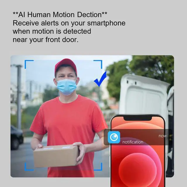 Alt view image 6 of 7 - Doorbell Camera Wireless, Video Doorbell with Chime, 32GB SD Card/Cloud Storage,Night Vision, Motion Detection,2 Way Audio,2.4G WiFi, Real Time Alert (J1)