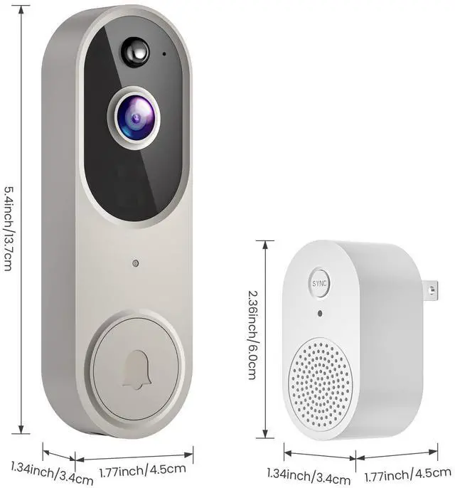 Alt view image 2 of 7 - 1080p Wireless Video Doorbell Camera with Night Vision, Two Way Audio and AI Motion Detection, 2.4G WiFi, Cloud Storage, Battery Powered