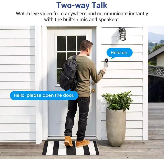 Alt view image 4 of 7 - 1080p Wireless Video Doorbell Camera with Night Vision, Two Way Audio and AI Motion Detection, 2.4G WiFi, Cloud Storage, Battery Powered