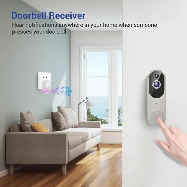 Alt view image 7 of 7 - 1080p Wireless Video Doorbell Camera with Night Vision, Two Way Audio and AI Motion Detection, 2.4G WiFi, Cloud Storage, Battery Powered