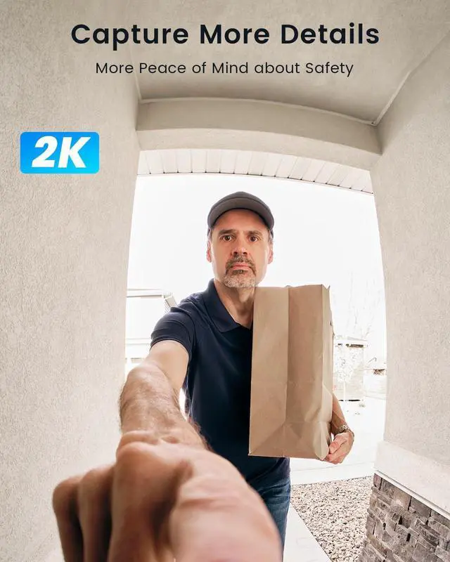 Alt view image 6 of 7 - 2K Wireless Doorbell Camera No Subscription with 145° Adjustable Angle Mount, Smart Video Doorbell with Chime, Motion Detection, 2-Way Talk Voice Changer, Works with Alexa, Only 2.4Ghz WiFi